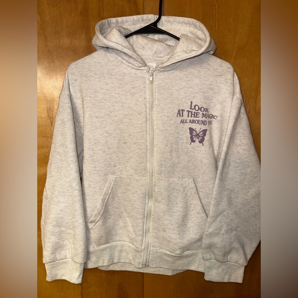 Zara Gray and Purple Jacket with Butterfly Design